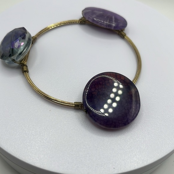 Elegant Purple Dyed Agate Bangle Bracelet - Picture 5 of 8